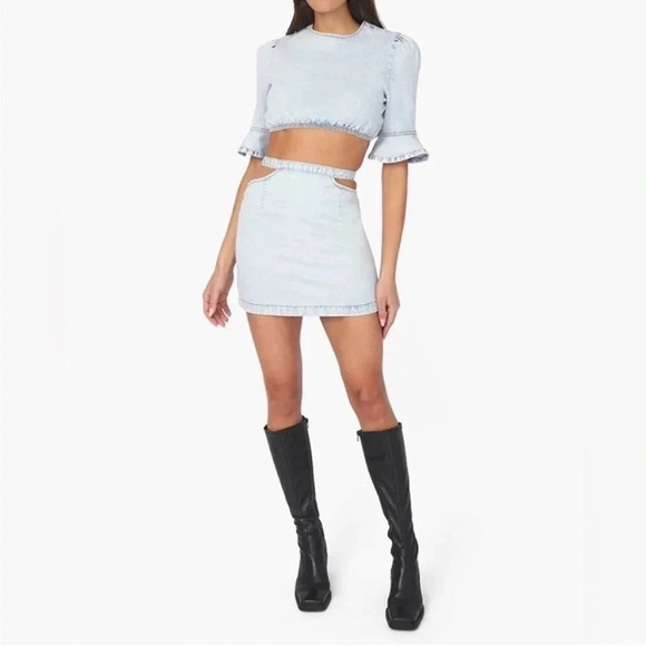 WeWoreWhat denim cutout skirt - Picture 2 of 11